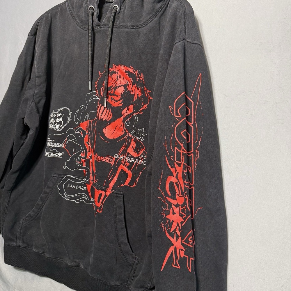 Corpse Husband Miss You I Am Corpse Pullover Black Hoodie Mens Size XL Anime